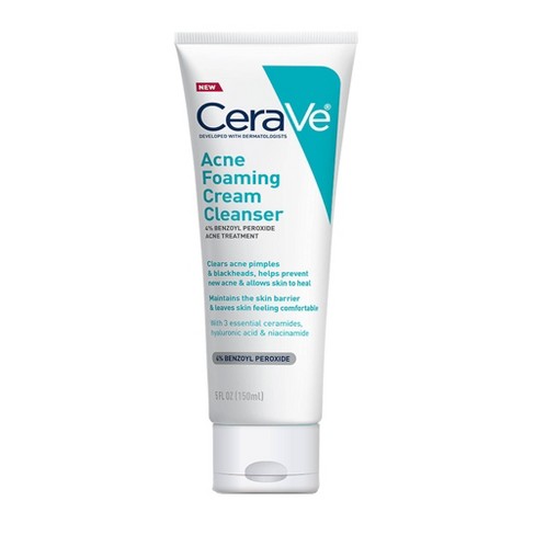 Cerave Acne Foaming Cream Cleanser 4% BENZOYL PEROXIDE ACNE TREATMENT 150ML